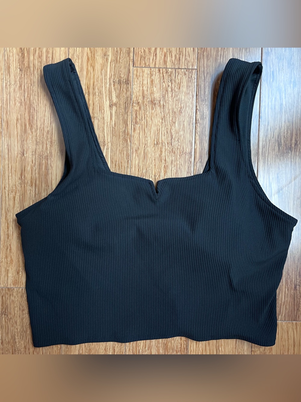Freely black ribbed tank sports bra size XL